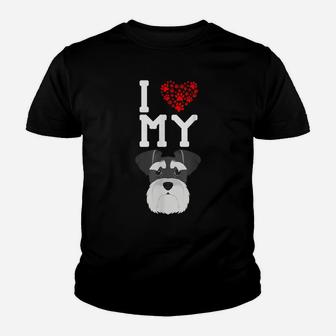 I Love My Dog - Schnauzer Animal Lover Best Friend Youth T-shirt | Crazezy CA