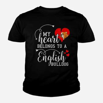 I Love My English Bulldog Valentines Gifts Dog Dad Youth T-shirt - Monsterry
