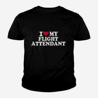 I Love My Flight Attendant Youth T-shirt | Crazezy