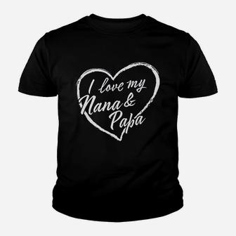 I Love My Nana And Papa In White Heart Youth T-shirt | Crazezy UK