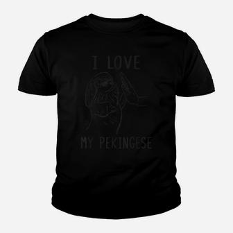 I Love My Pekingese Dad Pekingese Mom Dog Pekingese Lover Youth T-shirt | Crazezy AU