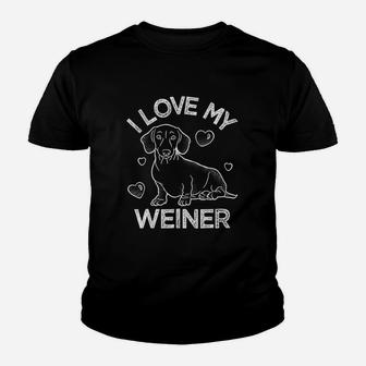 I Love My Weiner Stuffed Animal Party Animal Gift Youth T-shirt | Crazezy