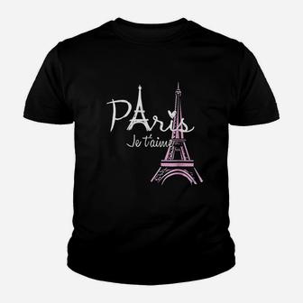 I Love Paris Eiffel Tower France Youth T-shirt | Crazezy