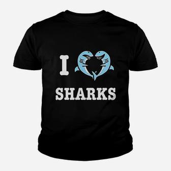 I Love Sharks Youth T-shirt | Crazezy CA