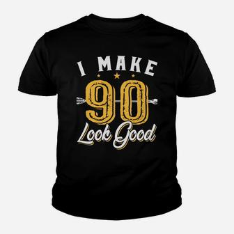 I Make 90 Look Good Costume 90Th Birthday Grandparents Youth T-shirt | Crazezy