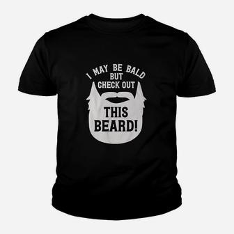 I May Be Bald But Check Out This Beard Silhouette Funny Youth T-shirt | Crazezy DE