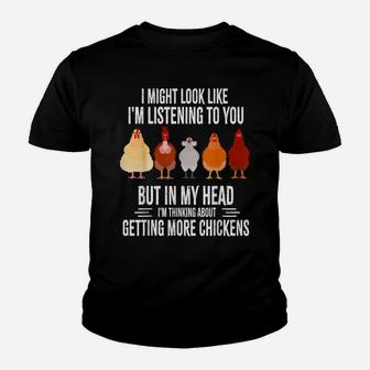 I Might Look Like I'm Listening To You Chickens Farmer Funny Youth T-shirt | Crazezy AU