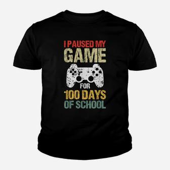I Paused My Game For 100 Days Of School Funny Video Gamer Youth T-shirt | Crazezy DE