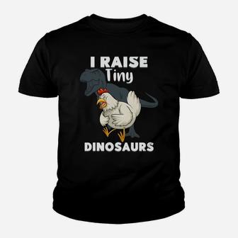 I Raise Tiny Dinosaurs Retro Chicken Funny Gift Farm Lover Youth T-shirt | Crazezy