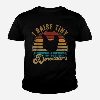 I Raise Tiny Dinosaurs Vintage Retro 70S Chicken Silhouette Youth T-shirt | Crazezy