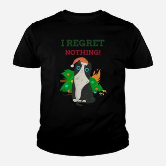 I Regret Nothing Apparel Christmas Cat Lovers Funny Thing Youth T-shirt | Crazezy