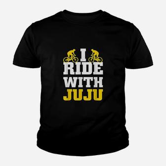 I Ride With Juju Funny Cycle Youth T-shirt | Crazezy