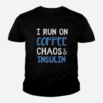 I Run On Coffee Chaos Youth T-shirt | Crazezy