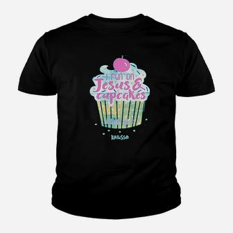 I Run On Jesus And Cupcakes Youth T-shirt | Crazezy