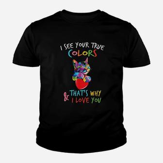 I See Your True Colors Cat Heart Youth T-shirt | Crazezy CA