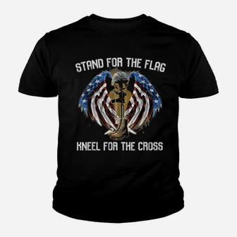 I Stand For The Flag And Kneel For The Cross Usa Flag Youth T-shirt - Monsterry CA