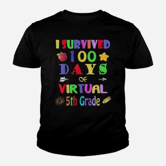 I Survived 100 Days Of Virtual 5Th Grade Students - Teachers Youth T-shirt | Crazezy