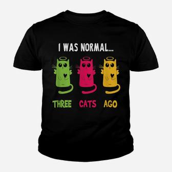 I Was Normal Three Cats Ago - Cat Lovers Gift Youth T-shirt | Crazezy