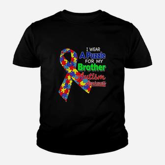 I Wear A Puzzle For My Brother Youth T-shirt | Crazezy