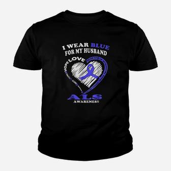 I Wear Blue For My Husband Youth T-shirt | Crazezy