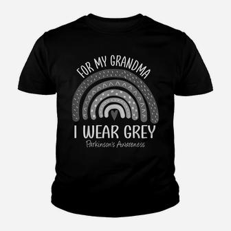 I Wear Gray For My Grandma Parkinsons Awareness Rainbow Youth T-shirt | Crazezy