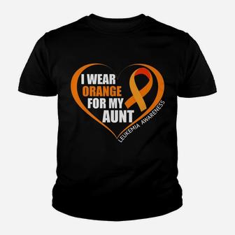 I Wear Orange For My Aunt Leukemia Awareness Youth T-shirt | Crazezy