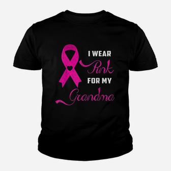 I Wear Pink For My Grandma Awareness Youth T-shirt | Crazezy