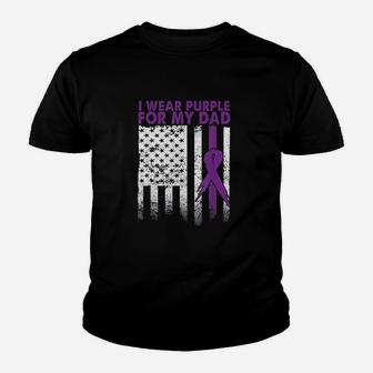 I Wear Purple For My Dad Youth T-shirt | Crazezy
