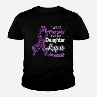 I Wear Purple For My Daughter Lupus Awareness Youth T-shirt | Crazezy
