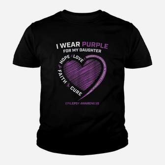 I Wear Purple For My Daughter Youth T-shirt | Crazezy UK