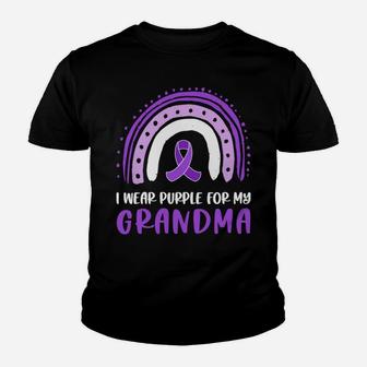 I Wear Purple For My Grandma Alzheimer's Awareness Ribbon Youth T-shirt | Crazezy DE