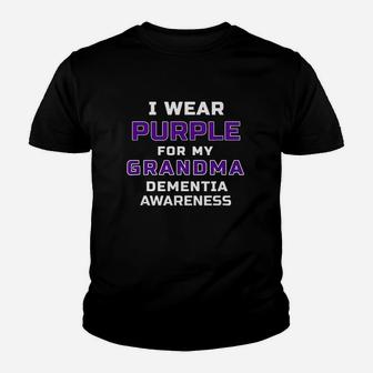 I Wear Purple For My Grandma Dementia Awareness Youth T-shirt | Crazezy