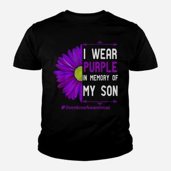 I Wear Purple Ribbon For My Son Overdose Awareness Dad Mom Youth T-shirt | Crazezy DE