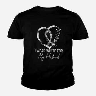 I Wear White For My Husband Youth T-shirt | Crazezy