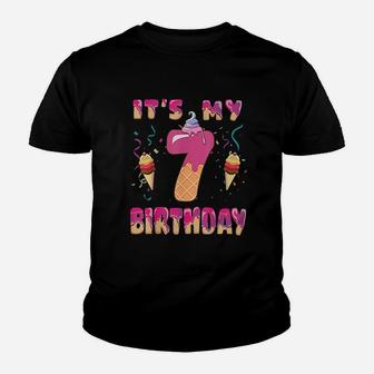 Ice Cream 7Th Birthday Youth T-shirt | Crazezy