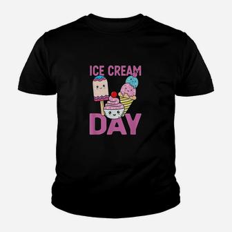 Ice Cream Day Kawaii Ice Cream Lover Gift Ice Pop Gelato Youth T-shirt | Crazezy