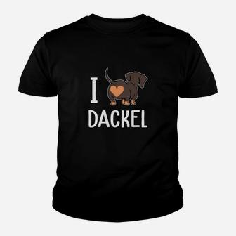 Ich liebe Dackel Kinder Tshirt, Lustiges Hundemotiv für Dackelfans - Seseable