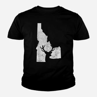 Idaho Elk Hunting Deer Hunter State Map Pride Vintage Youth T-shirt | Crazezy
