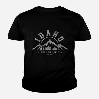 Idaho The Gem State Est 1890 Vintage Mountains Gift Youth T-shirt | Crazezy