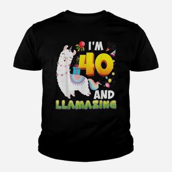 I'm 40 Year Old 40Th Birthday Llamazing Llama Amazing Happy Youth T-shirt | Crazezy