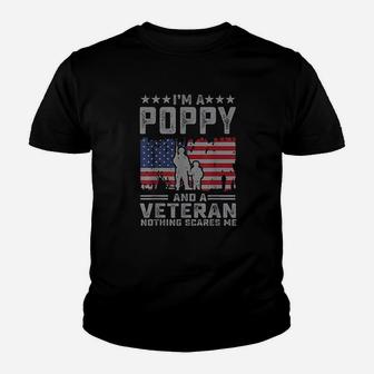 Im A Poppi And A Veteran Nothing Scares Me Funny Dad Gifts Youth T-shirt | Crazezy DE