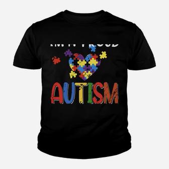 I'm A Proud Autism Auntie Autism Awareness Costume Heart Youth T-shirt | Crazezy