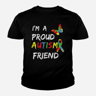 I'm A Proud Autism Friend Awareness Puzzle Ribbon Youth T-shirt | Crazezy
