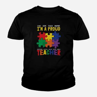 Im A Proud Teacher Students Autistic Autism Awareness Youth T-shirt - Monsterry