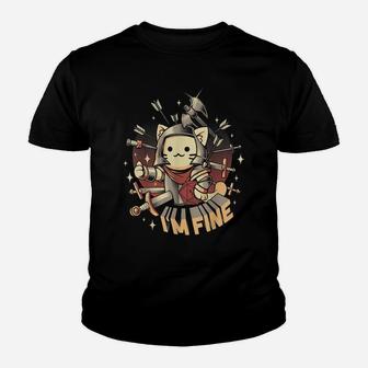 I'm Fine Everything Is Fine Funny Cat Youth T-shirt | Crazezy