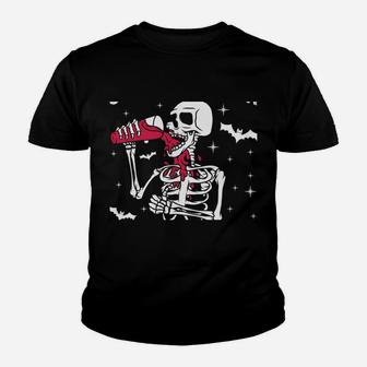 I'm Just Here For The Boos Funny Skeleton Drinking Wine Sweatshirt Youth T-shirt | Crazezy