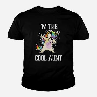 Im The Cool Aunt Dabbing Rainbow Unicorn Youth T-shirt - Thegiftio UK
