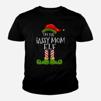 I'm The Sassy Mom Elf Matching Family Christmas Pyjamas Youth T-shirt | Crazezy