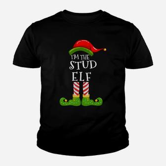 I'm The Stud Elf Group Matching Family Christmas Pyjamas Youth T-shirt | Crazezy