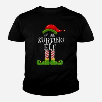 I'm The Surfing Elf Group Matching Family Christmas Pyjamas Youth T-shirt | Crazezy